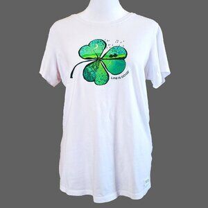 Life Is Good Crusher Lite Cotton Graphic T-shirt Tee Women's Sz M Shamrock Irish